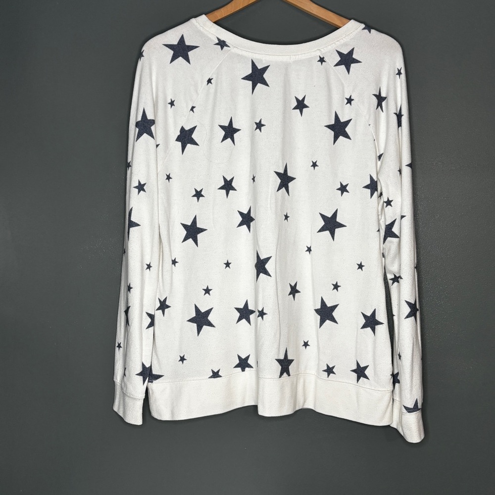 Grayson Threads White Pullover with Navy Star Pri… - image 2